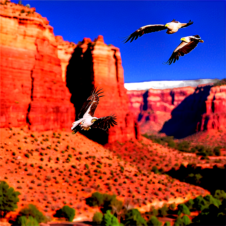 Soaring Eagles Above Canyon Png Yan64 PNG Image