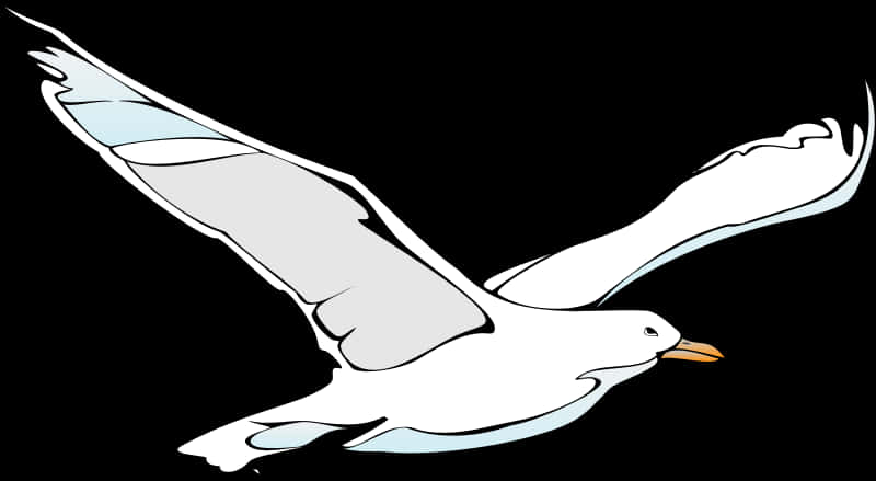 Soaring Seagull Vector Illustration PNG Image