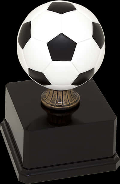 Soccer Ball Trophyon Black Pedestal PNG Image