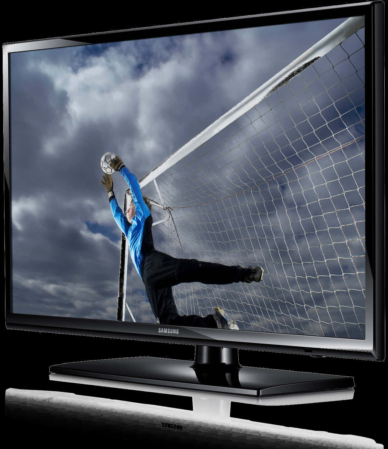 Soccer Goalkeeper Saving Goalon T V PNG Image