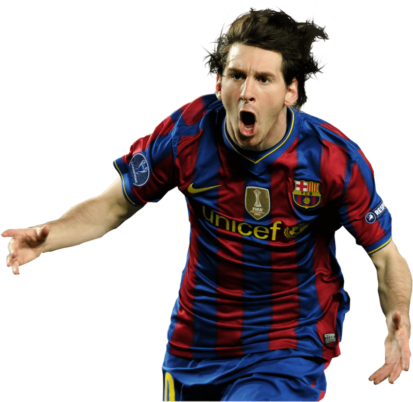 Soccer_ Player_ Celebration_in_ Blue_and_ Red_ Stripes PNG Image