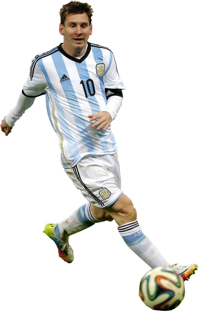 Soccer_ Player_in_ Action_ Argentina_ Kit PNG Image