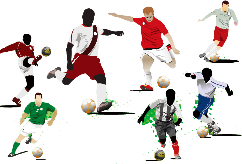 Soccer Players Action Collage PNG Image