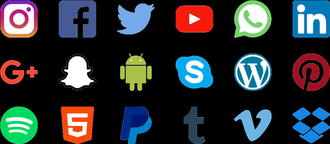 Social_ Media_and_ Tech_ Logos_ Collage PNG Image