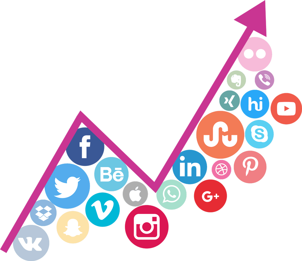 Social Media Growth Graph PNG Image