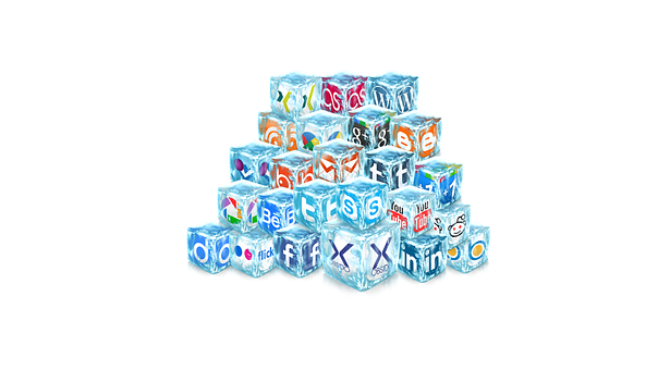 Social Media Ice Cubes PNG Image