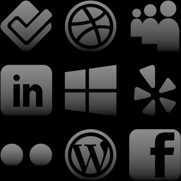 Social Media Icons Black Background PNG Image