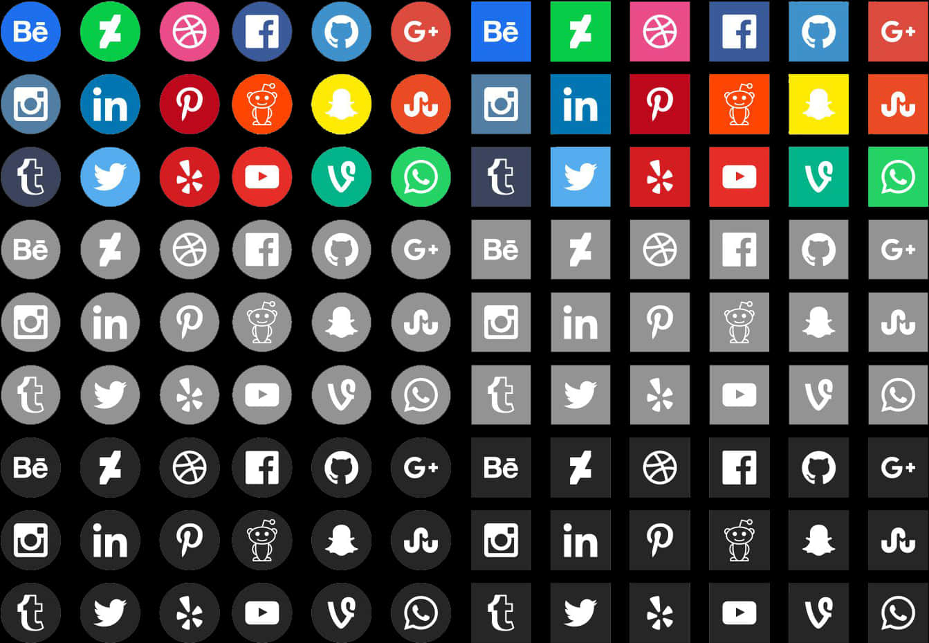 Social Media Icons Collection PNG Image