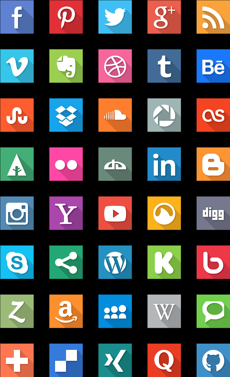 Social Media Icons Collection PNG Image