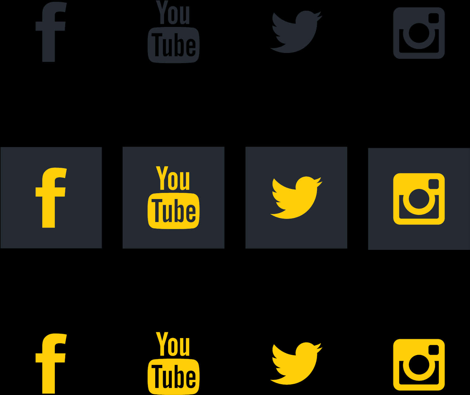 Social Media Icons Contrast PNG Image