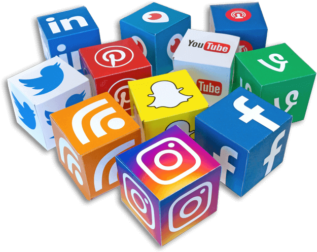 Social Media Icons Cubes PNG Image