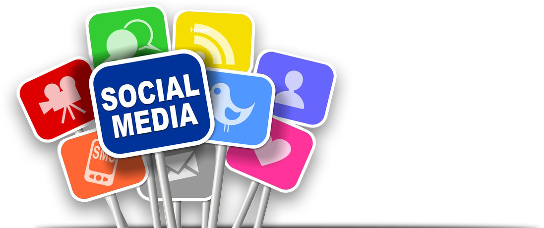 Social Media Icons Popping Out PNG Image