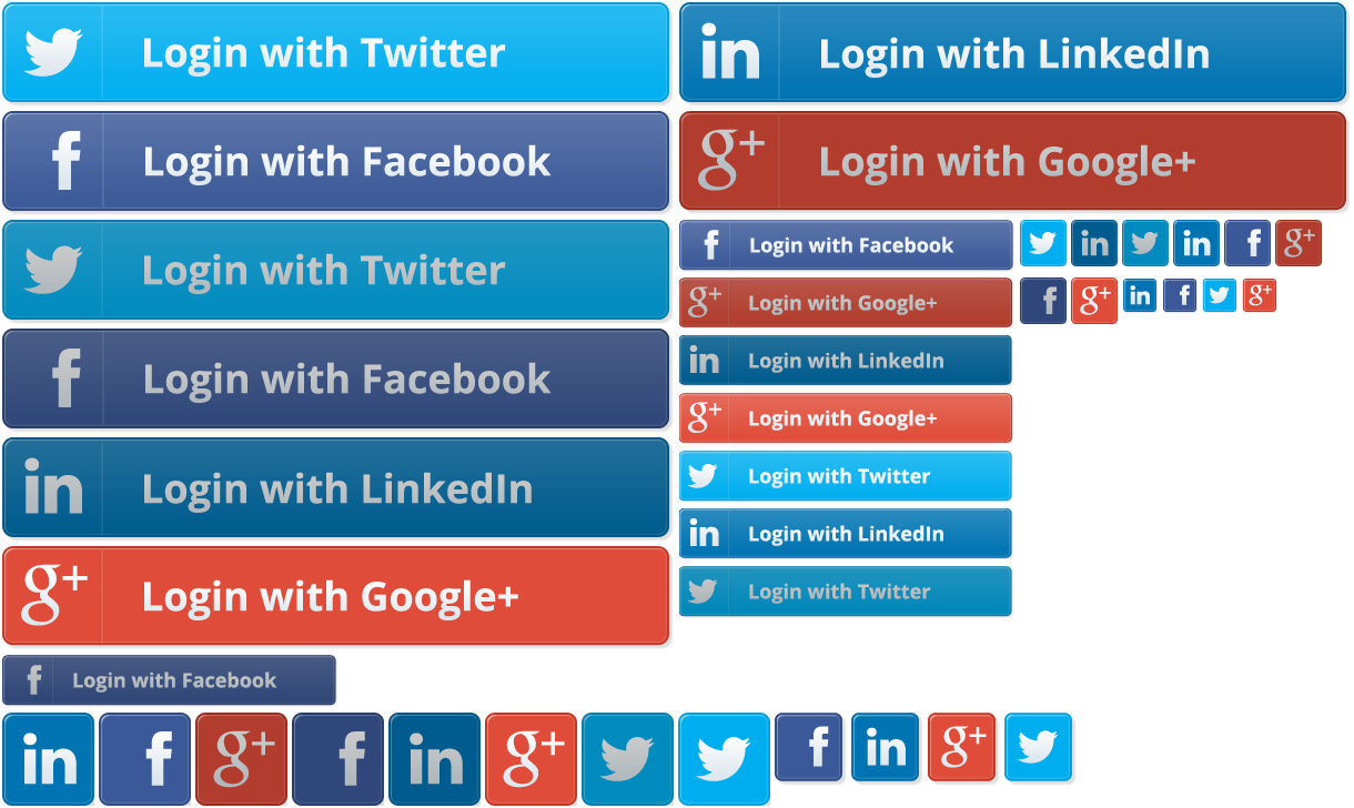 Social Media Login Buttons Collection PNG Image