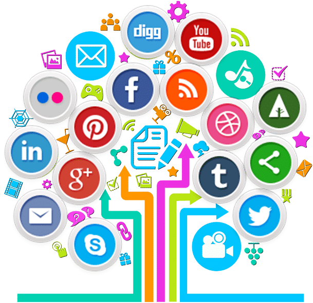 Social Media Tree Concept PNG Image