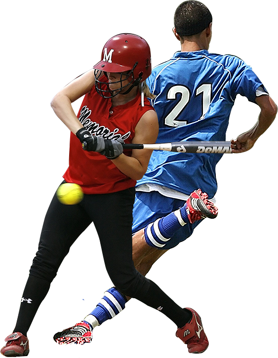 Softball Batterand Soccer Player Action Shot PNG Image