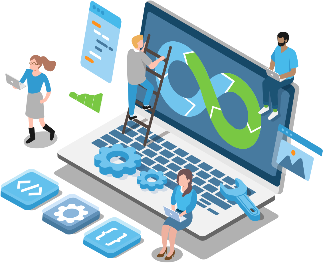 Software Development Team Isometric Illustration PNG Image