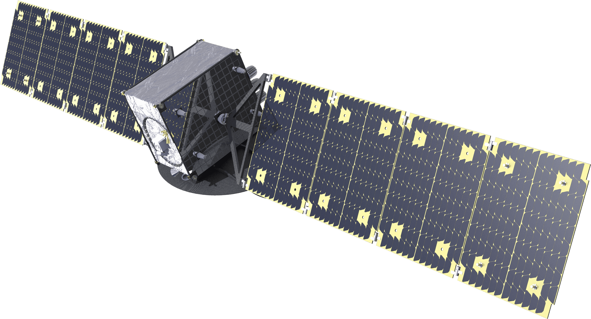 Solar Panel Equipped Satellite Rendering PNG Image