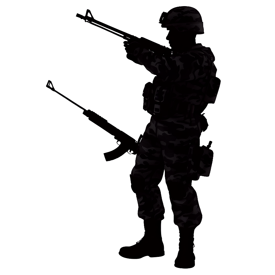 Soldier In Action Silhouette Png Nlr66 PNG Image