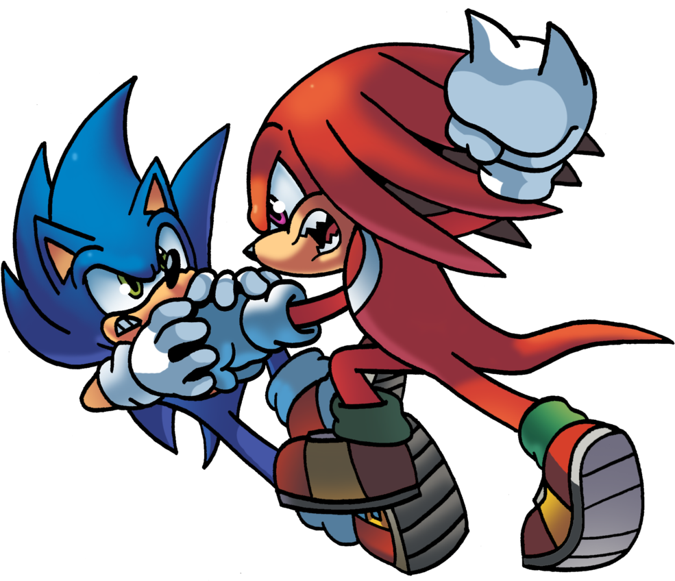 Sonic_and_ Knuckles_ Friendly_ Tussle PNG Image