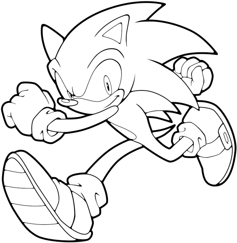 Sonic Running Coloring Page PNG Image