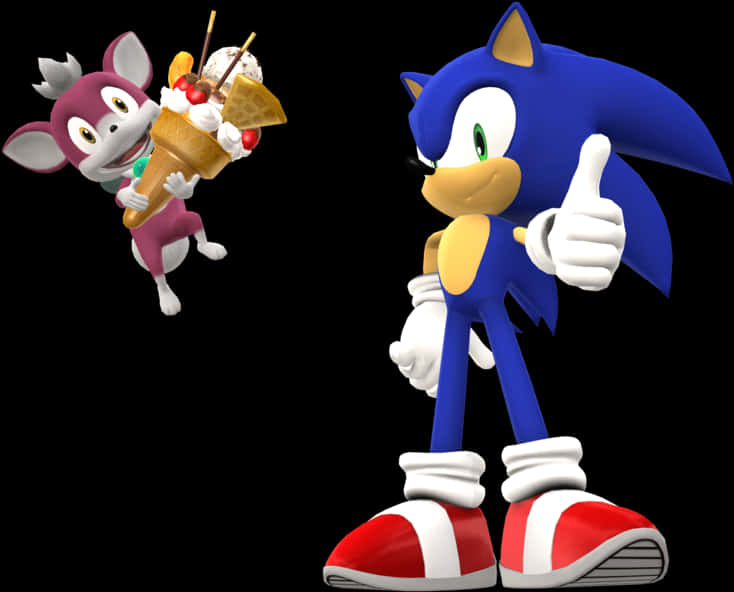 Sonicand Friend With Ice Cream PNG Image