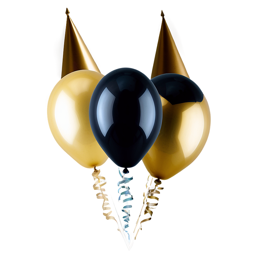 Sophisticated Black Gold Balloons Png 87 PNG Image