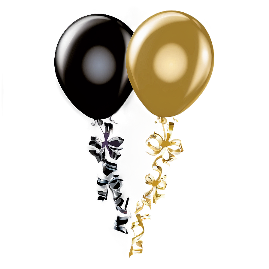 Sophisticated Black Gold Balloons Png Hnd PNG Image