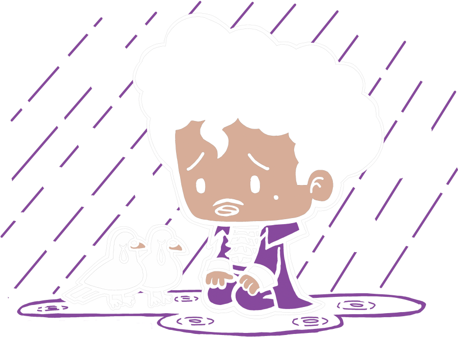 Sorrowful Childand Pigeonsin Rain PNG Image