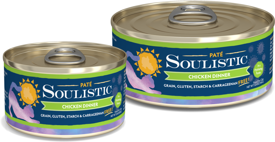 Soulistic Chicken Dinner Cat Food Cans PNG Image