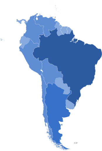 South America Blue Gradient Map PNG Image