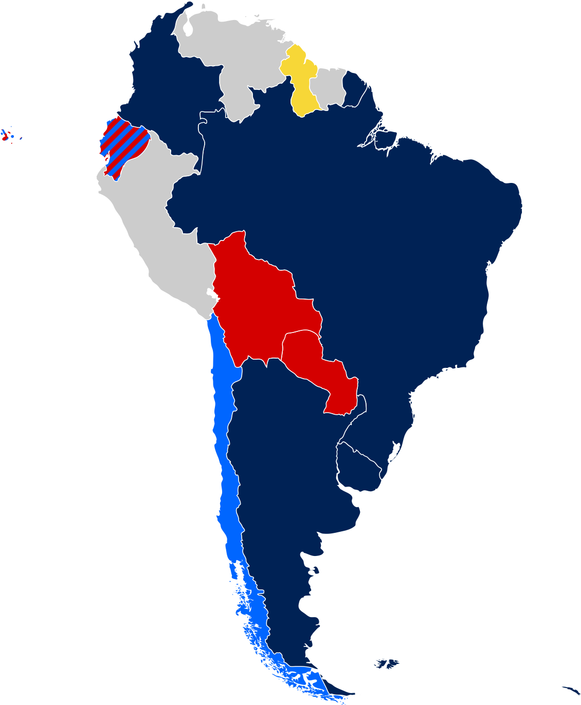 South America Political Alliance Map PNG Image