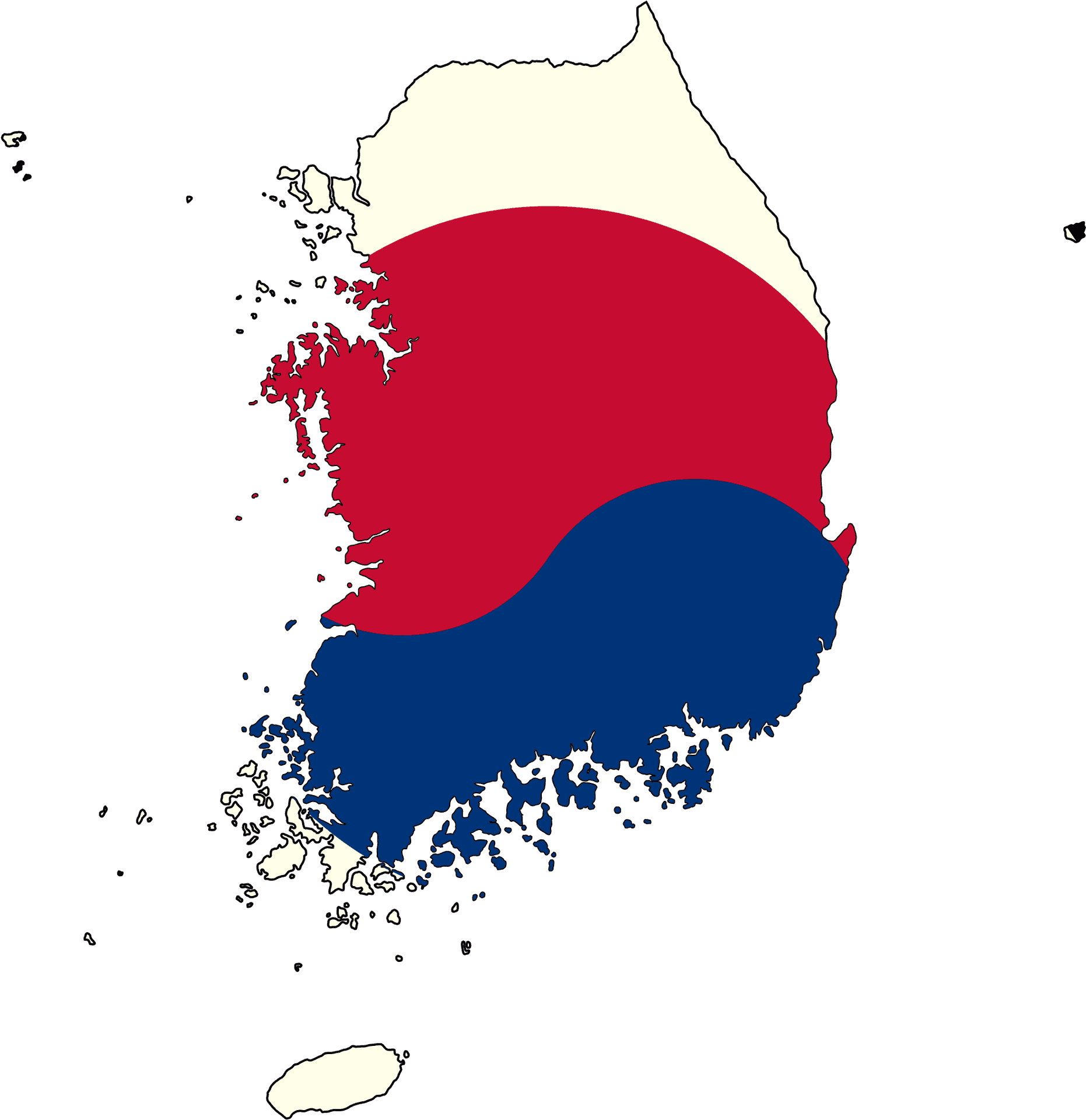 South Korea Flag Map PNG Image