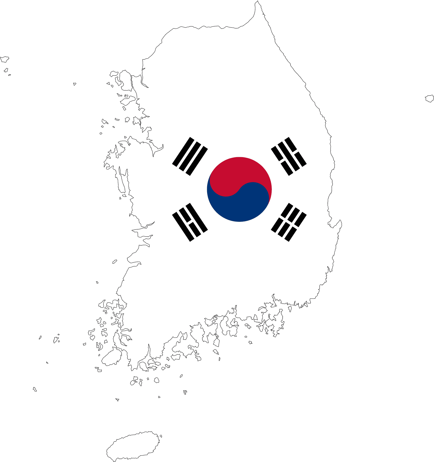 South Korea Mapwith Flag PNG Image