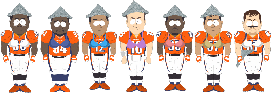 South Park Styled Denver Broncos Characters PNG Image