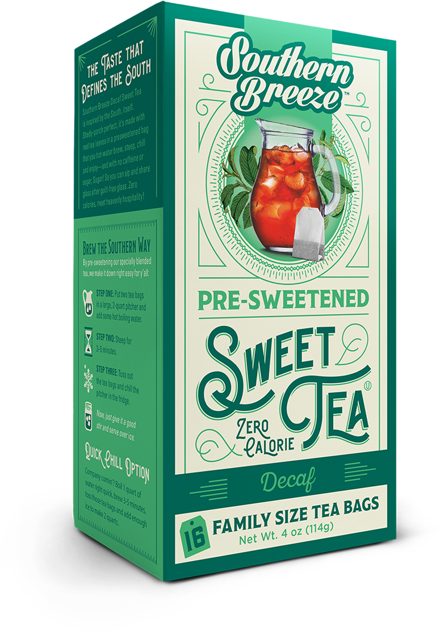 Southern Breeze Sweetened Decaf Tea Box PNG Image