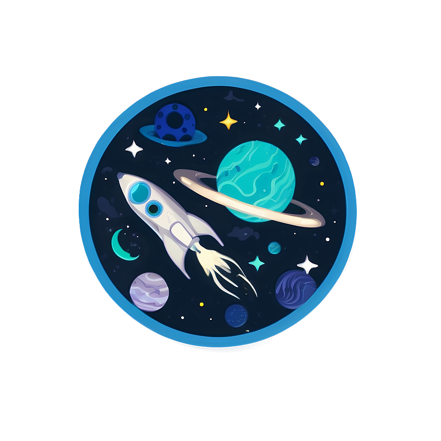 Space Theme Circle Sticker Png Ahi57 PNG Image