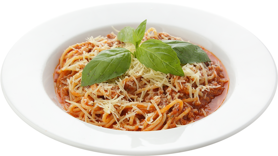 Spaghetti Bolognesewith Basil Garnish PNG Image