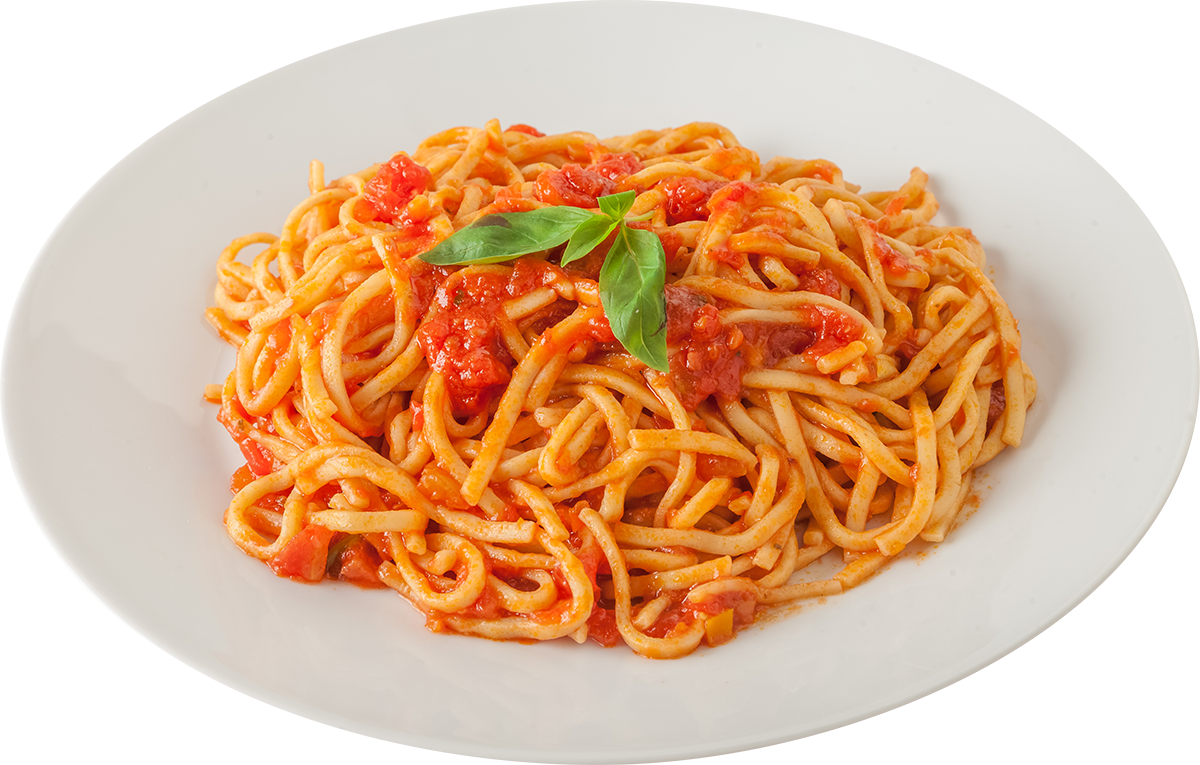 Spaghetti Marinara Fresh Basil Plate PNG Image