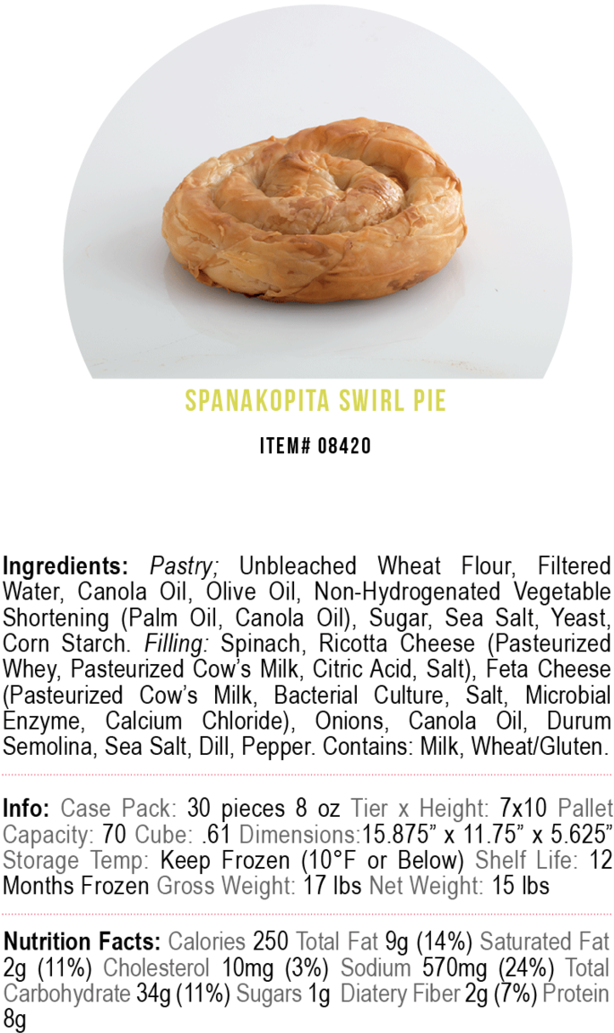 Spanakopita Swirl Pie Product Label PNG Image