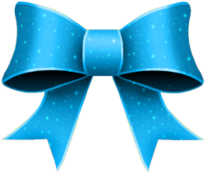 Sparkling Blue Ribbon Bow PNG Image