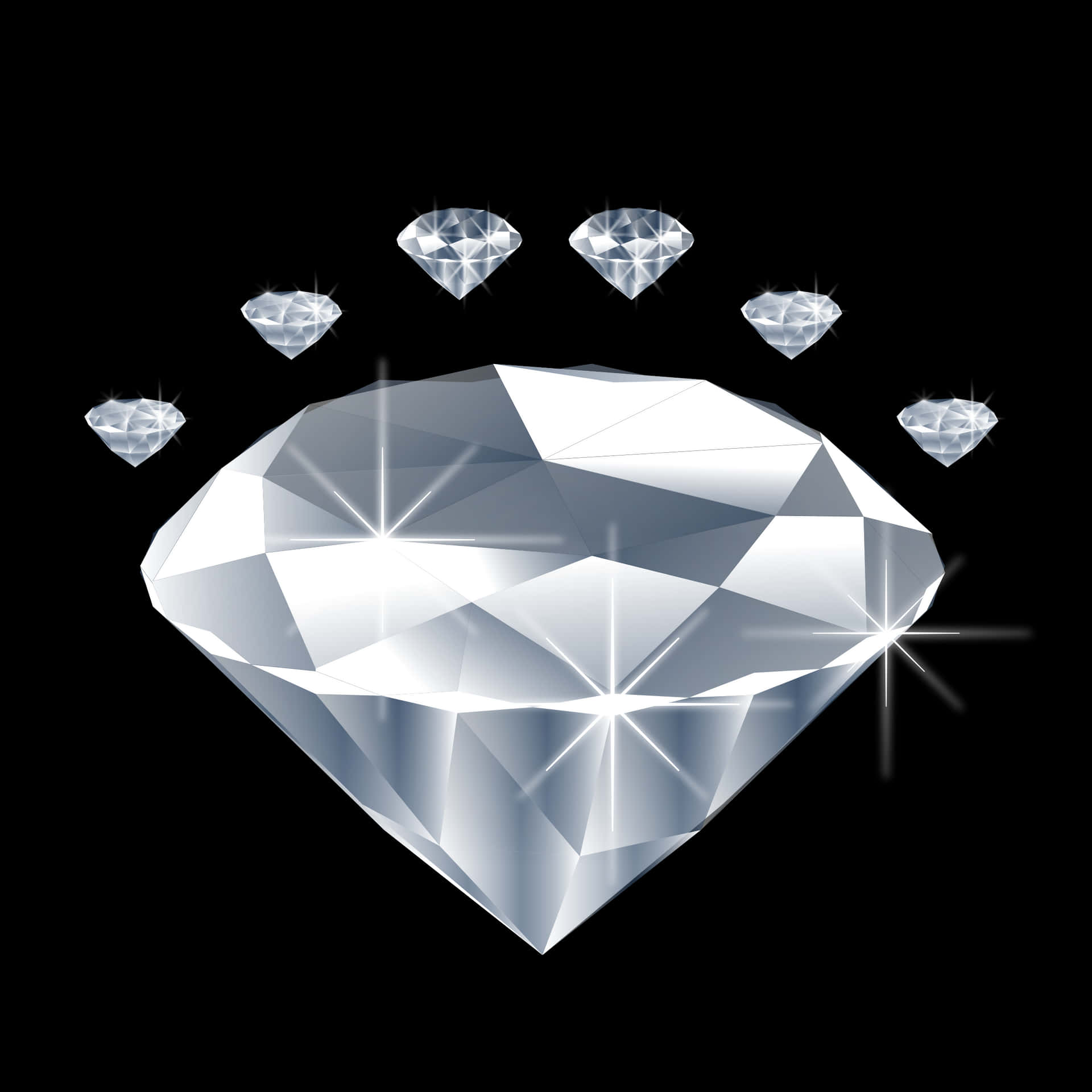 Sparkling Diamonds Black Background PNG Image