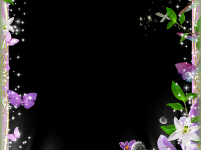 Sparkling Floral Border Design PNG Image