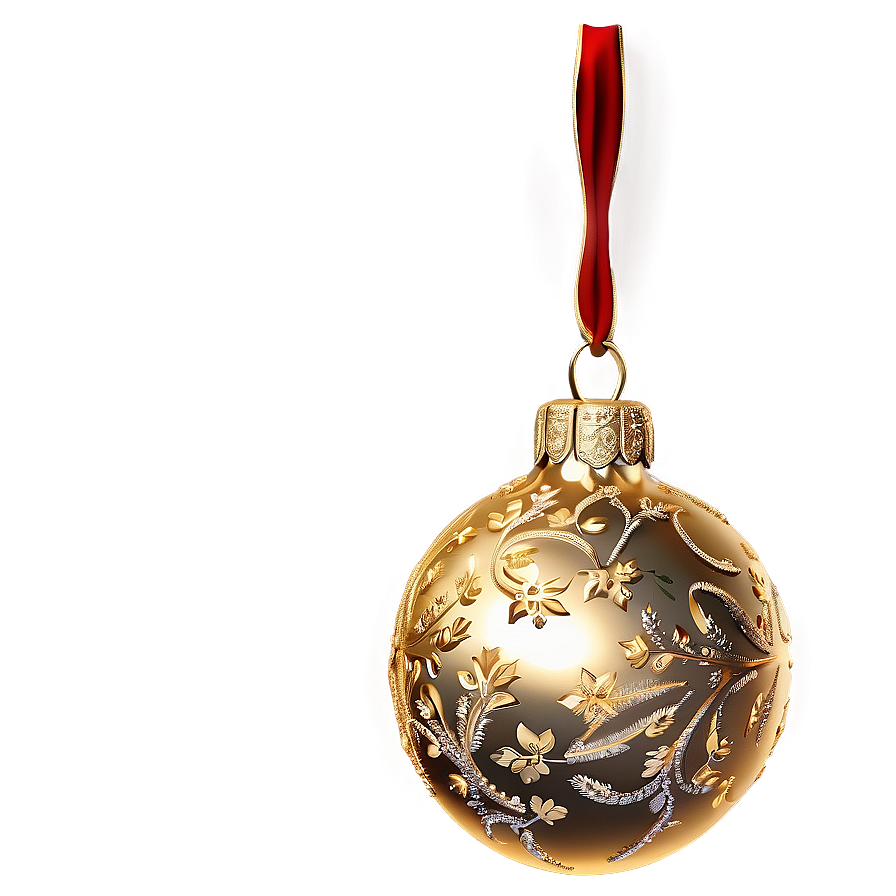 Sparkling Gold Xmas Ornament Png 12 PNG Image