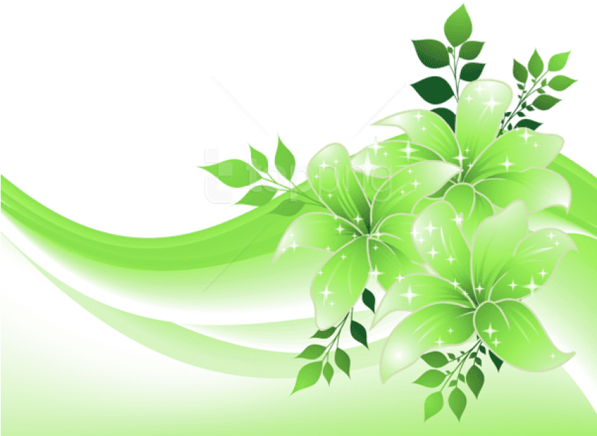 Sparkling Green Floral Design PNG Image