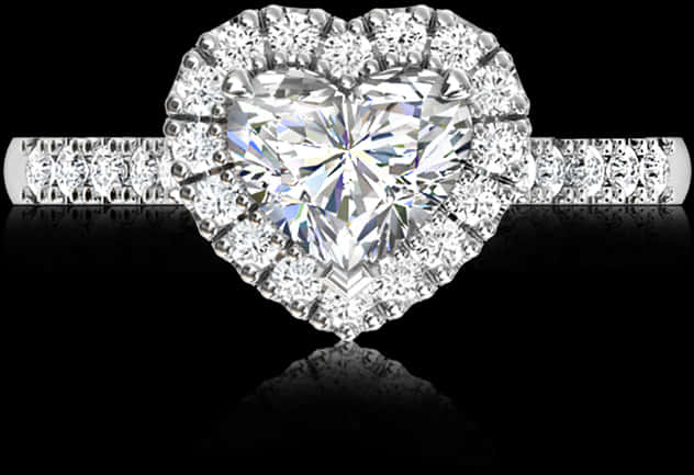 Sparkling Heart Diamond Ring PNG Image