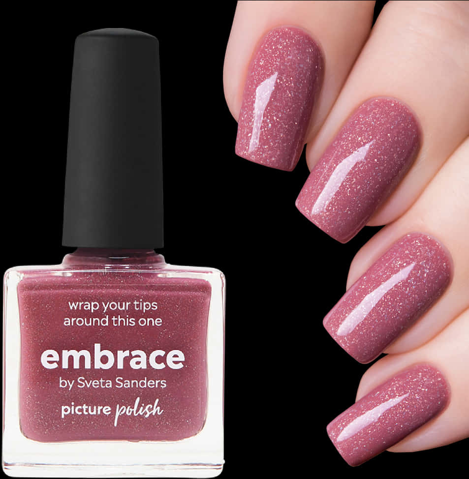 Sparkling Mauve Nail Polish Embrace PNG Image