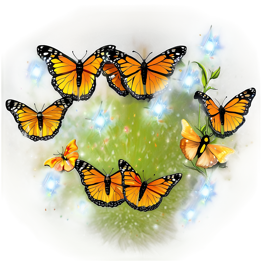 Sparkling Monarch Butterflies Png 06252024 PNG Image