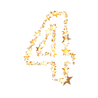 Sparkling Number4on Black Background PNG Image