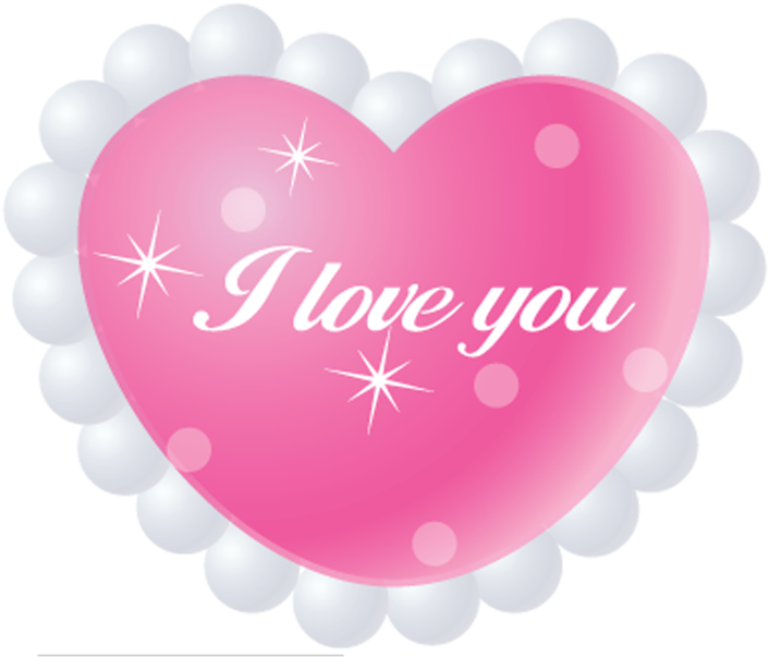 Sparkling Pink Heart I Love You PNG Image