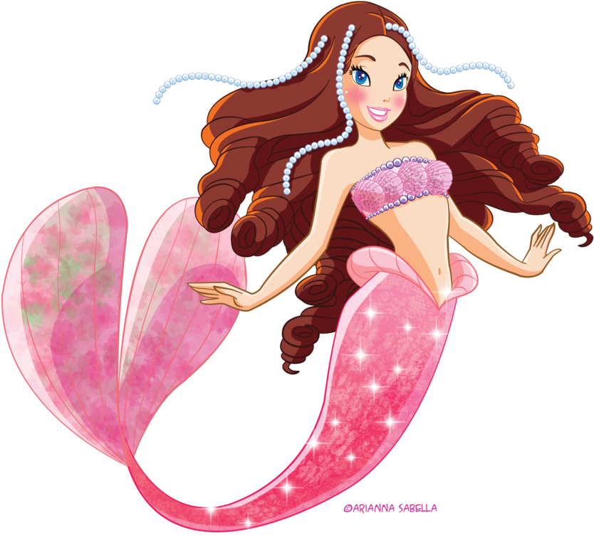 Sparkling Pink Mermaid Illustration PNG Image